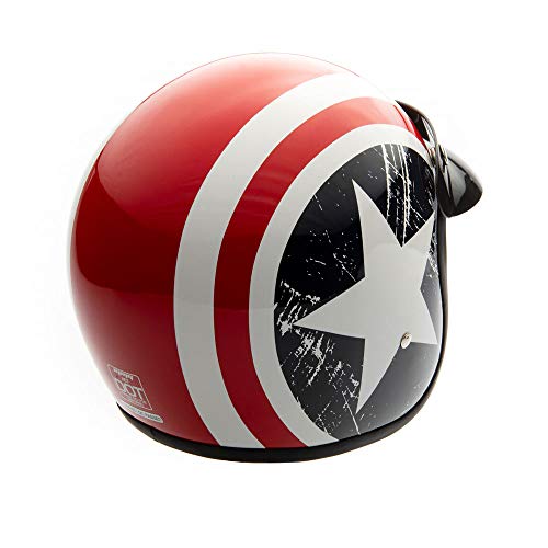 Mmg Motorcycle Cruiser 3/4 Shell Open Face Helmet Snap-On Visor, Stars And Stripes American Patriot, Xl, Includes Goggles #TOP4