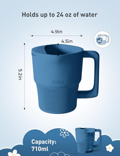 Image of Roslim Silicone Baby Bath Rinse Cup - Shampoo & Body Washing Rinser for Kids & Toddlers, Lightweight Bath Cups for Rinsing Hair, Easy-Grip Handle, Ultra Soft Material (Ocean Blue)