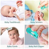 Baby Grooming Kit, Infant Safety Care Set with Hair Brush Comb Nail Clipper Nasal Aspirator,Baby Essentials Kit for Newborn Girls Boys (Green) — image 4