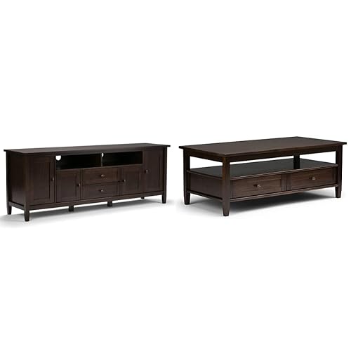 SIMPLIHOME Warm Shaker Solid Wood TV Stand and Coffee Table