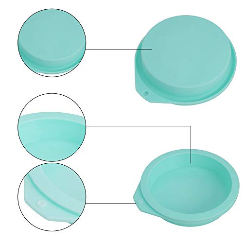 Staruby 6-Pack Silicone Cake Molds 4 Inch Round Cakes Pans Green Baking Pan Set Silicone Baking Mold DIY Rainbow Cakes and Round Resin Coaster Molds, 0.8 Inch Deep (Green)