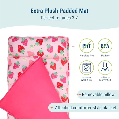 Image of Wildkin Kids Original Nap Mat - Cozy Kids Sleep Mat with Pillow, ideal for School & Travel