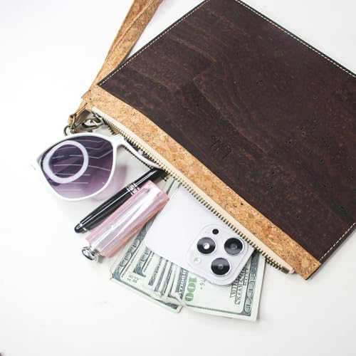 Image of boshiho Natural Cork Clutch Wristlet Wallet Cell Phone Card Holder Coin Purse Bag