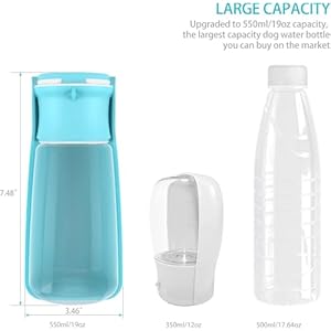 Portable Dog Water Bottle for Walking 19 OZ or 12 OZ Portable Pet Water Bottles for Puppy Small Medium Large Dogs Water Dispenser Dog Water Bowl Dog Accessories (19OZ Blue) Portable Dog Water Bottle for Walking 19 OZ or 12 OZ Portable Pet Water Bottles for Puppy Small Medium Large Dogs Water Dispenser Dog Water Bowl Dog Accessories 19OZ Blue