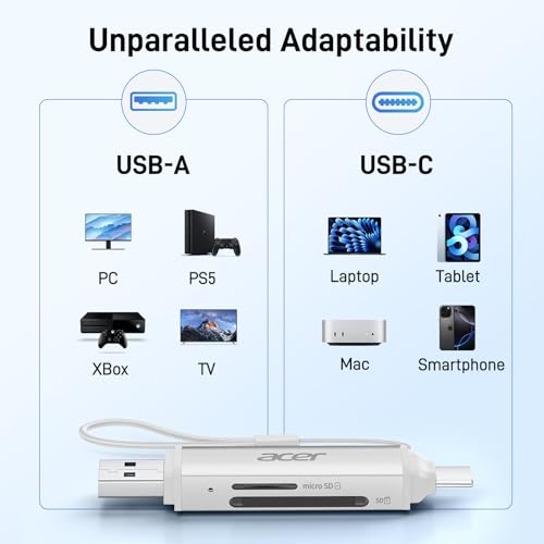 acer SD Card Reader USB C, Dual Slots USB Type C to Micro SD Card Adapter by Acer - Image 8