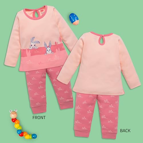 Image of LuvLap Baby Girls 100% Cotton Full Sleeve Top & Pyjama Sets, Pack Of 02