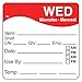 DayMark IT1100623 DissolveMark Day of the Week Trilingual Dissolvable Label, Wednesday, Item/Shelf Life/Date/Use By, 2-1/2" x 2-1/2", Red (Roll of 125)
