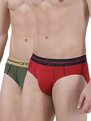 one8 by Virat Kohli Men’s Solid Brief (202I_Brick Red/Olive_S)