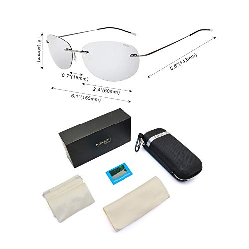 Image of RONSOU Ultralight Rimless Polarized Sunglasses for Men Women Vintage Titanium Frameless Colorful Fashion Shades