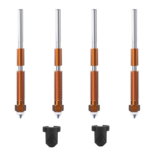 K1C Nozzle, 4PCS Unicorn Quick-Swap Nozzle Kit Copper Alloy and Hardened Steel Nozzle (2 * 0.4mm+1 * 0.6mm+1 * 0.8mm + 2 Silicone case) for Creality K1C, Ender 3 V3, Ender 3 V3 Plus 3D Print