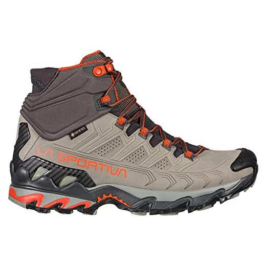 La Sportiva Womens Ultra Raptor II Mid Leather GTX Hiking Boots, Moon/Paprika, 8