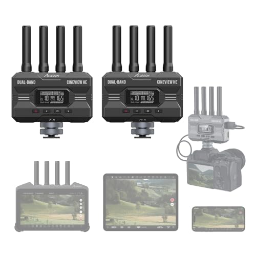 Accsoon CineView HE Kabelloses Video- und Bildübertragungssystem, 2,4+5 GHz kabelloser HDMI-Sender und -Empfänger, 0,06 s Latenz, 350 m Reichweite, UVC-Ausgang für Live-Streaming Tik-Tok YouTube Live