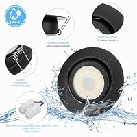 cloksh LED Einbaustrahler 230V Flach Dimmbar LED Spots 6W IP44 Bad Einbauleuchten Schwarz Deckenspots Deckenstrahler,Warmweiß 3000K Schwenkbar Einbauspots für Badezimmer Küche Wohnzimmer,6er Set – Ansicht 2