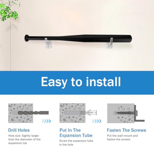 Ranjaner 2PCS Baseball Bat Display Case Holder with Screws and Expansion Tubes, Wall Mount Acrylic Baseball Bat Horizontal Rack for Memorabilia Collectible, Fits to 2-5/8 inch Barrel(Transparent) by Ranjaner - Used condition - Image 6