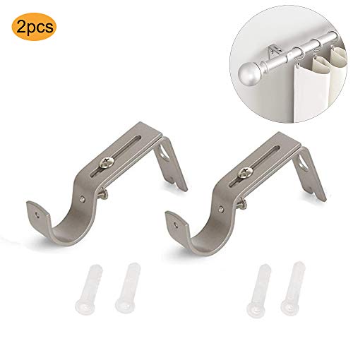 Staffa Portatenda In Metallo Bianco - 2 Supporti Fissi Per Asta Tenda Diametro 1/2 O 5/8 Pollice - Kit Di Montaggio Incluso Per Camera, Soggiorno, Cucina