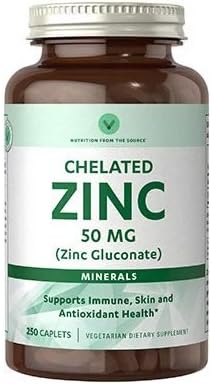 Vitamin World Chelated Zinc 50 mg Zinc Gluconate 250 caplets