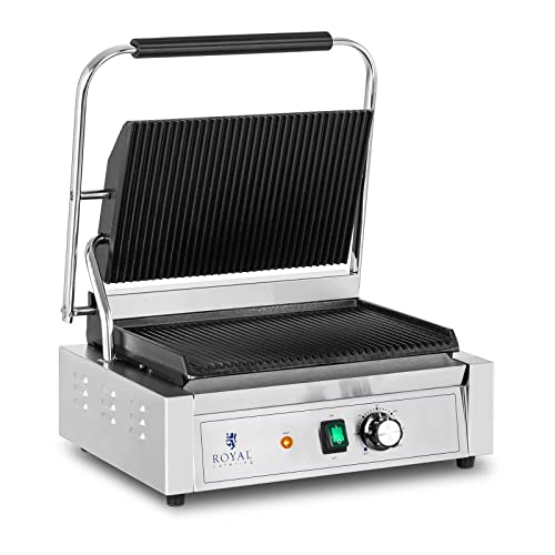 Royal Catering RCPKG-2200-R Machine À Panini Grill Appareil Toaster Croque-Monsieur Professionnel Professionnelle (2 200, 33 x 22 cm, 50-300 °C)