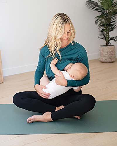 Kindred Bravely Triangle Cut Out Maternity & Nursing Activewear Top | Long Sleeve Nursing Workout Top (Teal, Medium) #TOP5