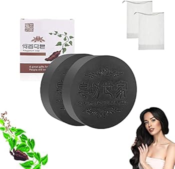 2PCS Hira Darkening Shampoo Bar for Gray Hair,Shampoo Bar Black & Thick Hair Fallopia Multiflora Shampoo Bar , , Deeply Cleanses the Hair and ScalpNaturalOrganic Moisturizes and Repairs Hair Damage,