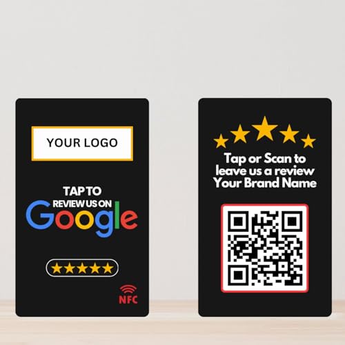 Image of Review NFC Card | with QR | Customized with Logo | 4K UV Printed | Black