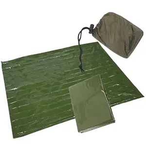 HANABASS 1 Set Emergency Blanket Foil Thermal Insulation Blanket with Storage Pouch Insulating Camping Blanket for Outdoors Hiking Survival