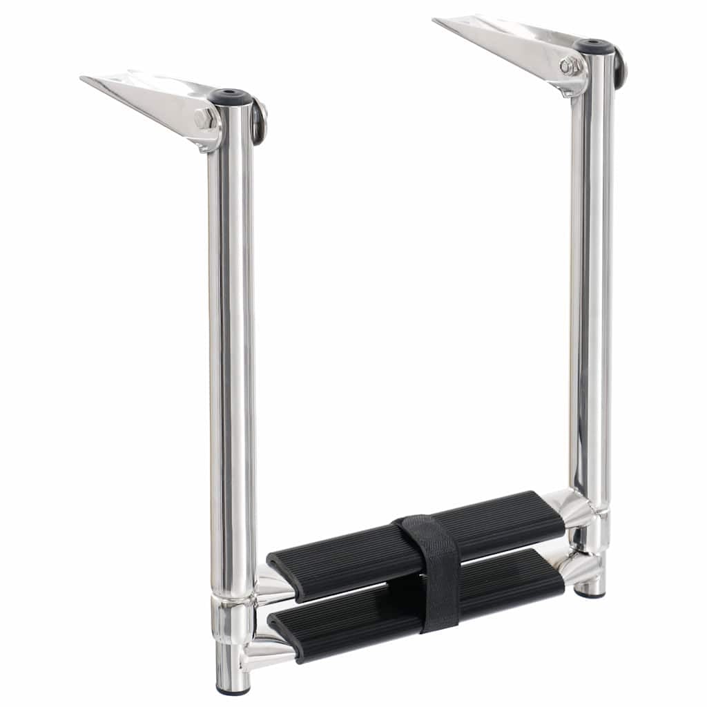 Escabeau télescopique à 2 marches en acier inoxydable pour piscines et bateaux, antidérapante, pliable, charge jusqu'à 200 kg