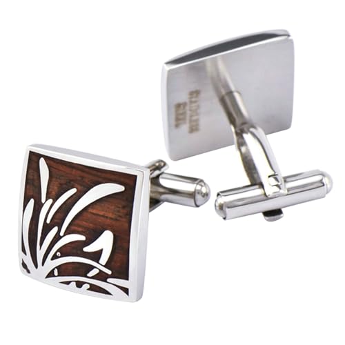Gemelos de acero inoxidable plateados para hombre elegante en eventos y bodas
