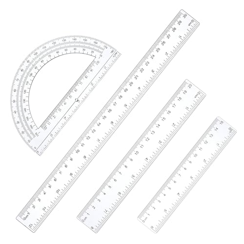 Ruler Protractor Set, 6'' Plastic Protractor and 6
