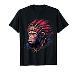 gorilla - copricapo indiano con piume, motivo indiano maglietta
