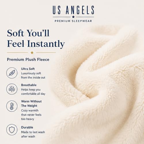 Image of US Angels Plush Robe For Girls- Plush Winter PJ Robe With Pockets, Hoodie & Belt- Ultra-Soft Bathrobe