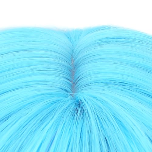 Image of PATTNIUM Kids Light Blue Bob Wig with Bangs Girls Short Sky Blue Bob Wig Cosplay Party Synthetic Rose Net Daily Wear Wig