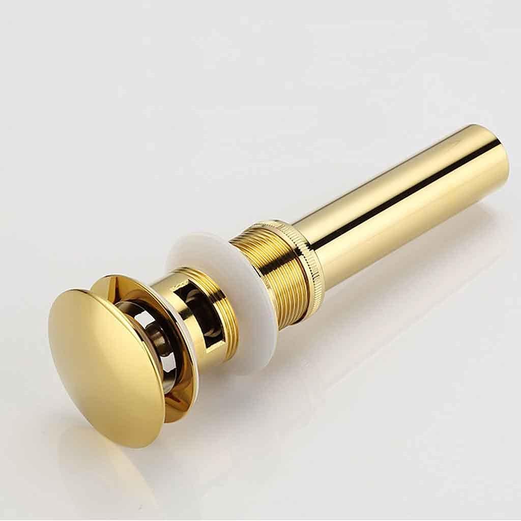 Brass Basin Sink Up Drain Brass Drain Plug Gold Bathroom Sink up Drain with and Without Overflow