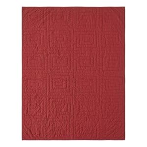 VHC Brands Quilt Twin Cotton Quilt Country Bedding Connell Collection Size 90×70 Burgundy Burgundy Tan
