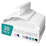 NEATERIZE Clothes Hangers Plastic 20 Pack for Adults - Plastic Hangers, The Perfect Coat Hanger and Space Saving Clothes Hangers for Closet, Percheros Ganchos para Colgar Ropa Hangars - White Hangers