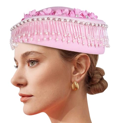 Chapeau d'hôtesse de l'air béret en laine avec strass pour cosplay adulte enfant
