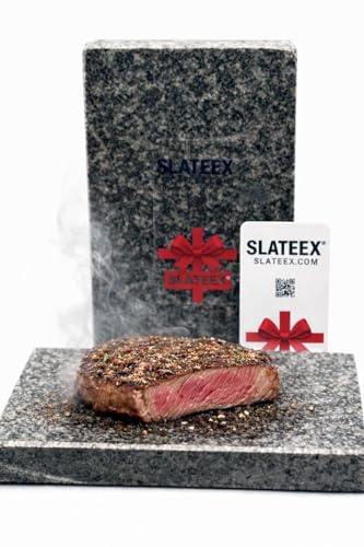 Granit Grillstein hochpoliert – 20 × 12 × 2,5 cm – Naturstein Brat- & Servierstein für Steak, Fleisch, Fisch & Gemüse