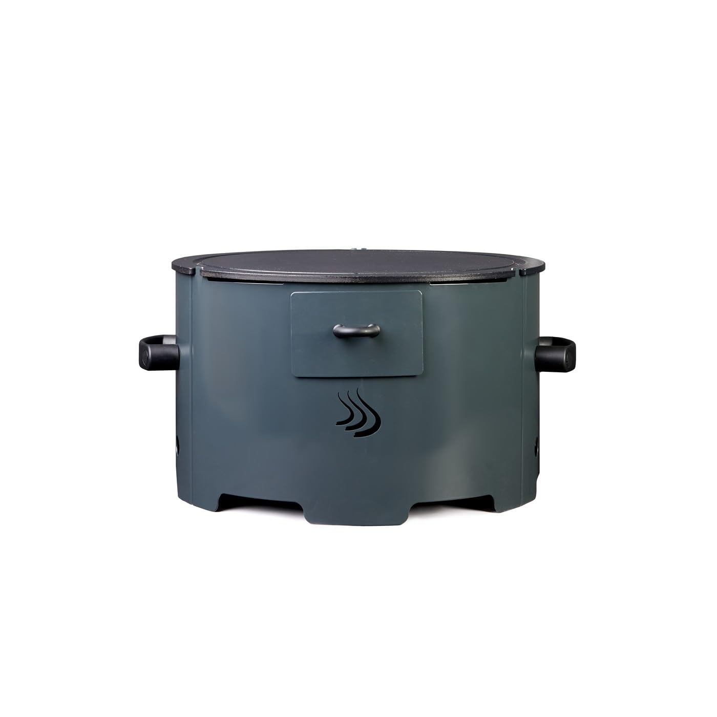 Eco fire - Barbecue portatile a Pellet modello "Apache" con piastra in Acciaio diametro 38 cm e spessore 6 mm - Grigio Antracite