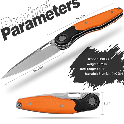 Pocket-Knife-35-Folding-Knife-Premium-14C28N-Blade-Bicolour-G10-Handle-Design-with-Pocket-Clip-for-Men-Women-Small-EDC-Knife-for-Camping-Hunting-Hiking-Survival-and-Outdoor-Activities