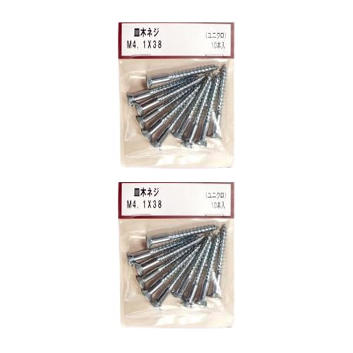 ねじ ビス 木ネジ ユニクロ 皿頭 太径 建築資材 厚材取付け用 約4.1×38mm 単品 約30g KMR (2袋)