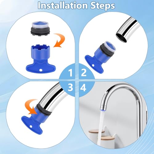 8-teilige Strahlregler für Wasserhähne, Strahlregler für Wasserhähne, Wasserhahnsieb-Strahlregler M21,5 mit 2 Strahlreglerschlüsseln für Badezimmer, Küche