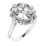 14k White Gold 10x8mm Oval Shape Diamond Semi-Mount Bridal Wedding Engagement Anniversary Band Ring Fine Jewelry For Women Gifts For Her (Mounting Only, Not All Stones Included, 08 cttw), Size 7