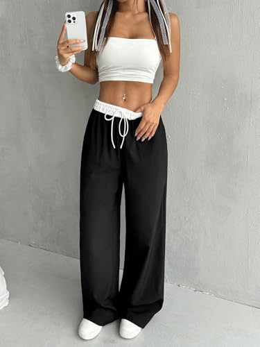 Image of dockstreet Loose fit Open Bottom Joggers /Loose fit, Trouser stylelowers /Cute Style, Relaxed Casual Lounge Pants for Women