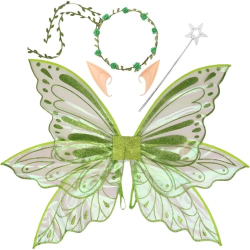 Zghhc Alas De Mariposa De Hada Brillantes para Adultos, Conjunto De Accesorios De Disfraz De Ángel para Fiestas De Disfraces De Halloween Y Carnaval.