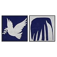 2 Piece Framed Canvas Wall Art Blue Pigeon Birds Canvas Prints Home Artwork Decoration for Living Room,Bedroom - 16