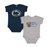 Little King NCAA Bodysuit 2 Pack Short Sleeve-100% Cotton-Penn State-Navy & Grey-18 Months