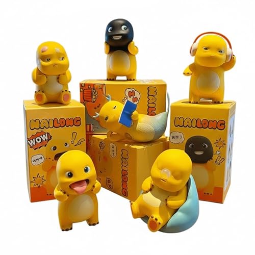 Fesuphy Nailon Dinosaur Figures 6Pcs Set Cute Yellow Dinosaur Collectible Toy Nailon Dino Durable Kawaii Decor Gift for Fans