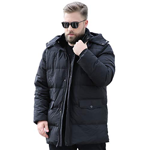 YLXD Doudoune Homme Veste Duvet Grande Taille Puffer Jacket Veste d'hiver, Manteau Matelassé Chaud Hooded Outwear Tops Coat Jacket Parka Homme Black,10XL Cover