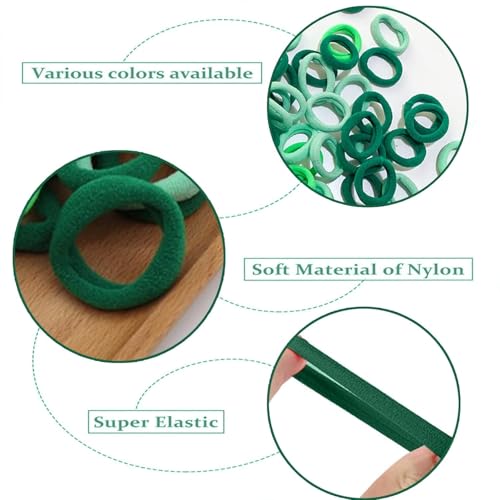 Image of Diversa Cotton Mini Rubber Bands Elastic Hair Ties, Small Baby Hair Bobbles Ponytail Holder for Kids Girls & Women, 2.5 cm in Diameter, Pack of 100 (Green)