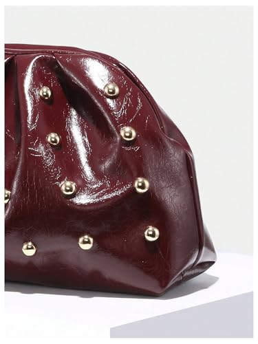 Image of QWINEE Women's Elegant Studded Clutch Bag Magnet Ruched Bags Retro Vintage Evening Handbag