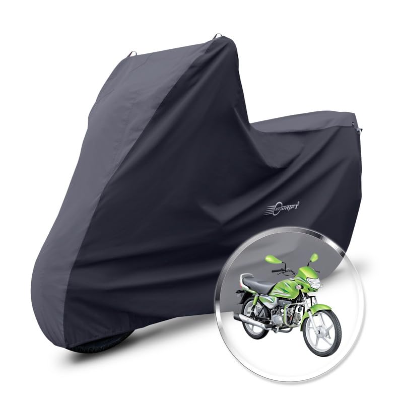 Image of Neodrift 'SuperMax' Bike Cover Suitable for Hero HF Deluxe Eco (All-Weather Motorcycle Protection, Water & UV Resistant, Dustproof, Windproof) (Colour: D.Gray - Black)